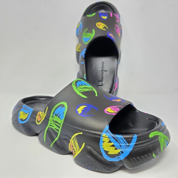 Champion Other - NWOT Champion Meloso Squish Multicolor Comic Print Slides